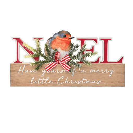Picture of CHRISTMAS ROBIN NOEL WOOD PLAQUE